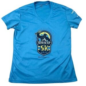 runDisney Expedition Everest 5K 2022 Shirt Womens Medium Blue Performance V-Neck